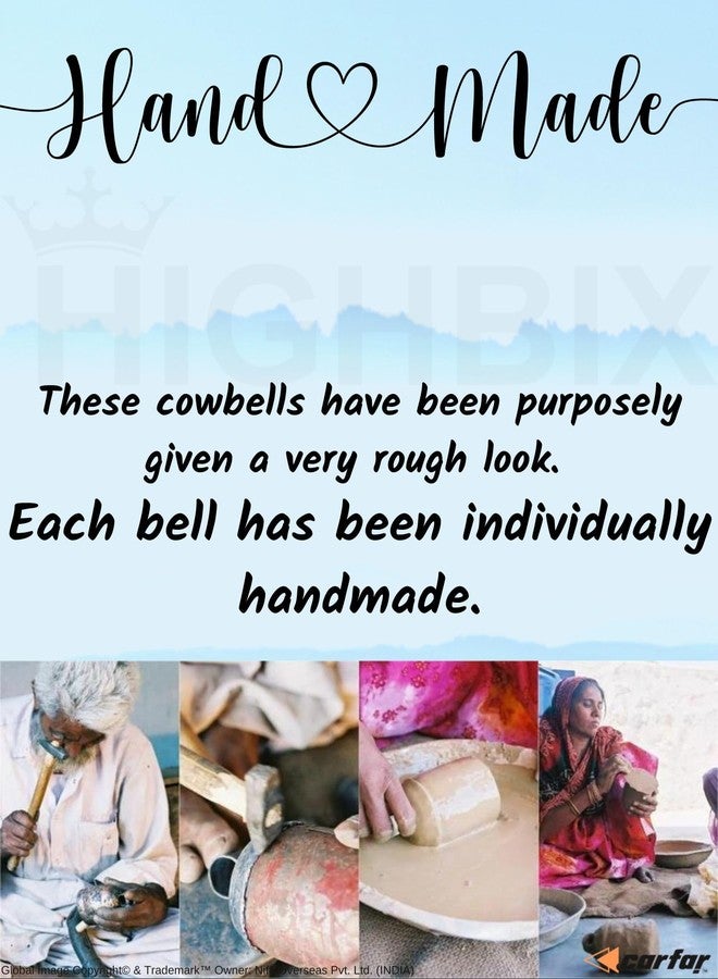 Carfar Set of 4 Small Rustic Gold Cow Bells - Cluster Hanging Décor with Jute Rope for Farmhouse, Garden, and Holiday Decorations-3 Inches - Image 5